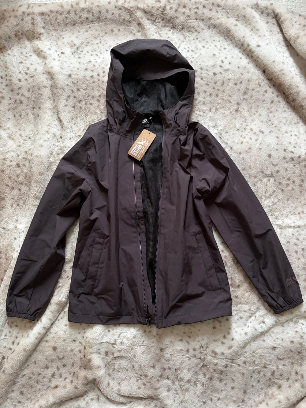 Eddie Bauer Rainy Pass Water-Repellent Hooded Petite Rain Jacket (NWT)